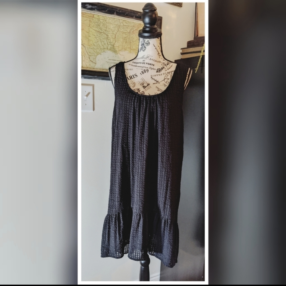 Maeve Black Drop-Waist Dress, Size Large